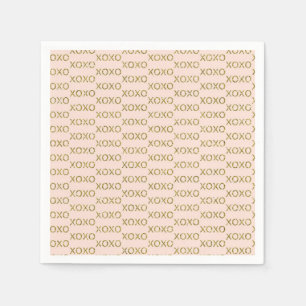 Rosa und goldenes Xo-Valentinin-Party Serviette