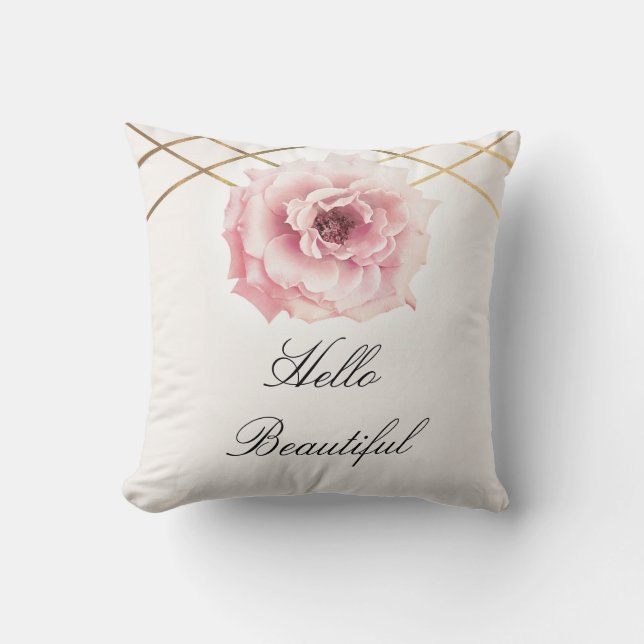 Rosa und goldfarbene Blume Blütenpfirsiche Kissen (Vorderseite)