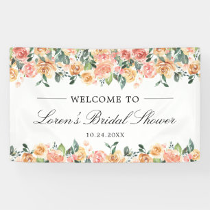 Rosa und goldfarbene Blumen Elegantes Brautparty W Banner