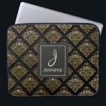 Rosa und goldfarbene Blütenmuster Elegantes Monogr Laptopschutzhülle<br><div class="desc">Rosa,  Schwarz und Imitats Gold Foil Blumen Muster Elegant Monogram Case. Dieser Fall kann so angepasst werden,  dass er Ihren ursprünglichen und vollständigen Namen enthält.</div>