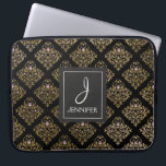 Rosa und goldfarbene Blütenmuster Elegantes Monogr Laptopschutzhülle<br><div class="desc">Rosa,  Schwarz und Imitats Gold Foil Blumen Muster Elegant Monogram Case. Dieser Fall kann so angepasst werden,  dass er Ihren ursprünglichen und vollständigen Namen enthält.</div>