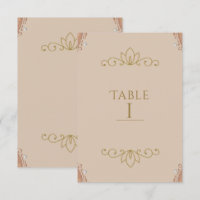 Rosa und goldfarbene elegante Tischnummer Card
