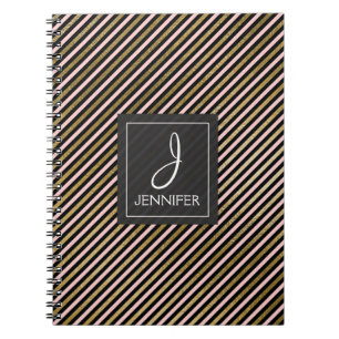 Rosa und goldfarbene Foil-Monogram-Aufkleber Notizblock