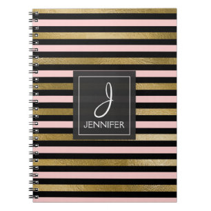 Rosa und goldfarbene Foil-Monogram-Aufkleber Notizblock