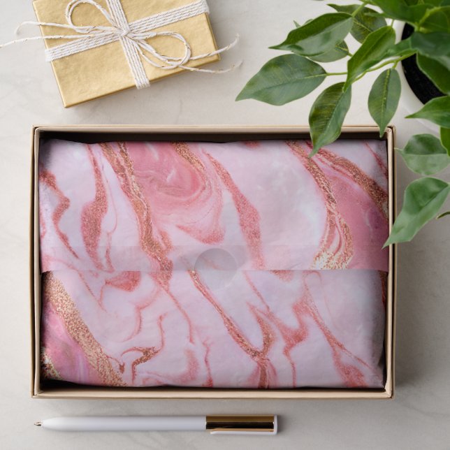 Rosa und goldfarbene Marmorplatte Seidenpapier (Geschenk)