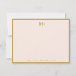 Rosa und goldfarbene Mit Monogramm Formlatte Dankeskarte