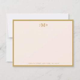 Rosa und goldfarbene Mit Monogramm Formlatte Dankeskarte
