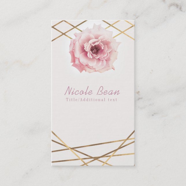 Rosa und goldfarbene Peony Glam Eleganter Chic Visitenkarte (Vorderseite)