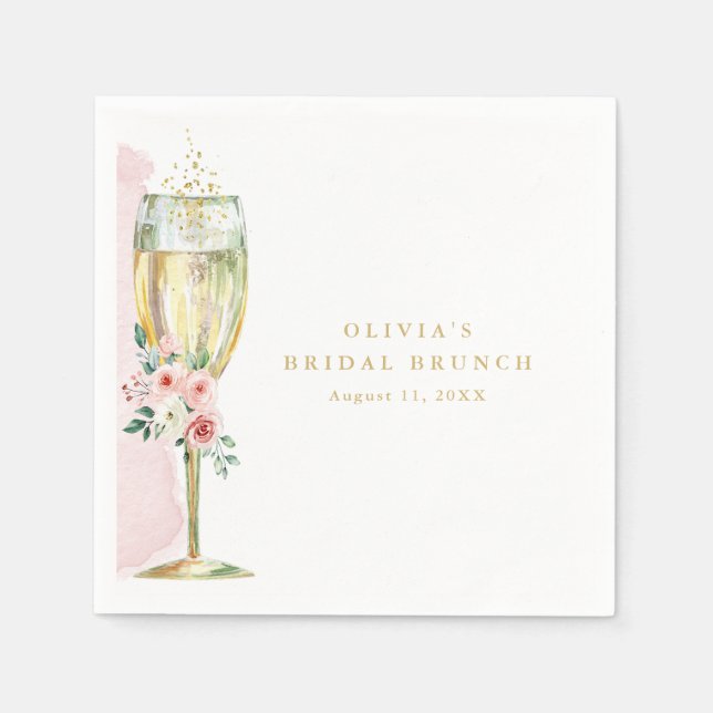 Rosa und goldfarbene Rose im Champagnerglas Serviette (Vorderseite)