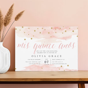 Rosa und goldfarbener Confetti-Pop   Aquarellfarbe Einladung