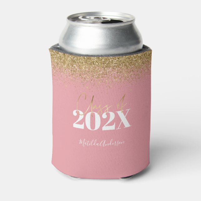 Rosa und goldfarbener Glitzer Abschluss-Klasse von Dosenkühler (Kanne Rückseite)