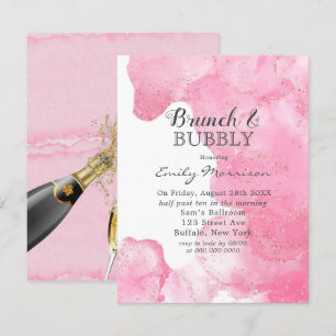 Rosa und goldfarbener Glitzer Brunch & Bubbly Invi Einladung