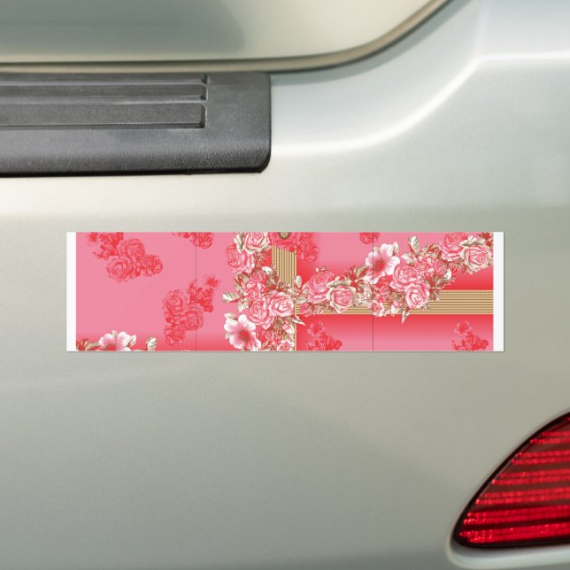 rosa und goldfarbener Hintergrund mit roter Farbe Autoaufkleber (Auf Auto)
