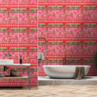rosa und goldfarbener Hintergrund mit roter Farbe