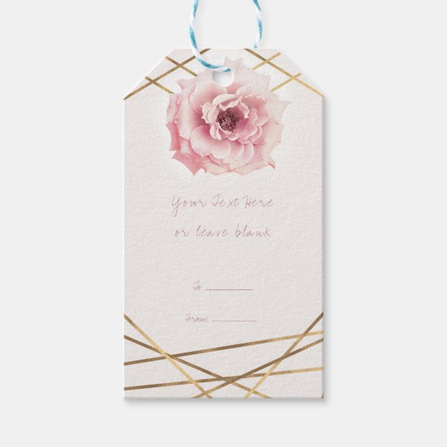 Rosa und goldfarbenes Brautparty Gastgeschenk Geschenkanhänger (Vorderseite)