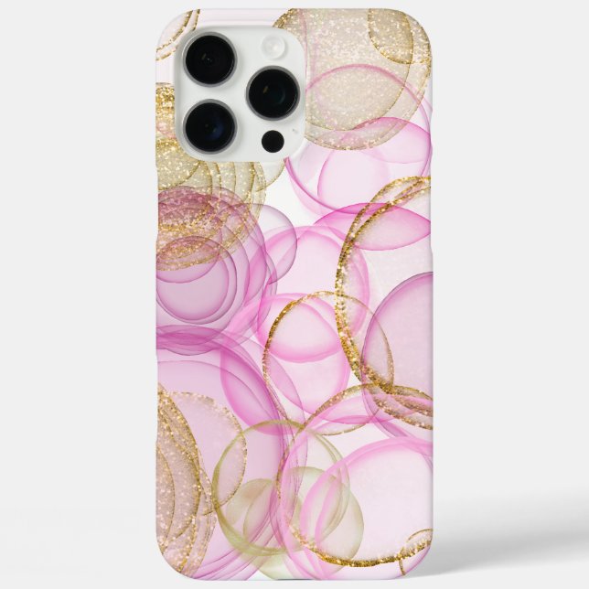 rosa und goldfarbenes Muster iPhone 16 Pro Max Hülle (Rückseite)