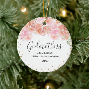 Rosa und Goldflorengänger Gold Keramik Ornament