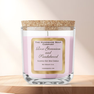 Rosa und Goldfolie Kerzenetikett Quadratischer Aufkleber