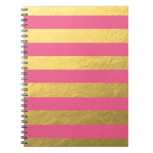 Rosa und Goldfolien-Streifen gedruckt Notizblock