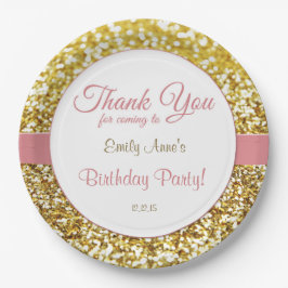 Rosa- und Goldgeburtstags-Party-Teller Pappteller