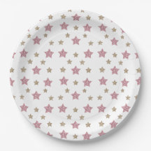 Rosa und GoldGlitzer-Stern 9" Papierplatte