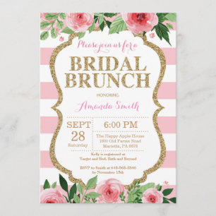 Rosa und GoldGlitzerbrautbrunch-Einladung Einladung