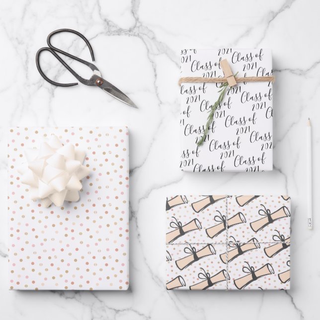 Rosa und Goldklasse des Abschlusses Geschenkpapier Set (Vorderseite)