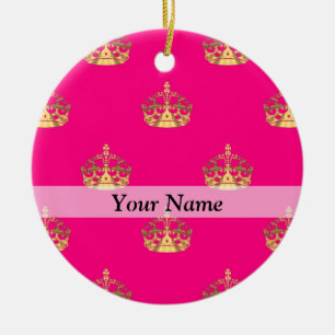 Rosa- und Goldkronenmuster Keramik Ornament
