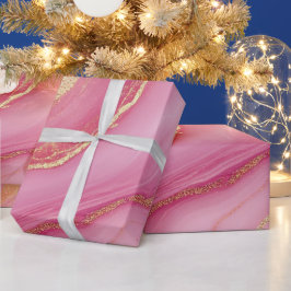 Rosa und Goldmarmor Elegant Geschenkpapier