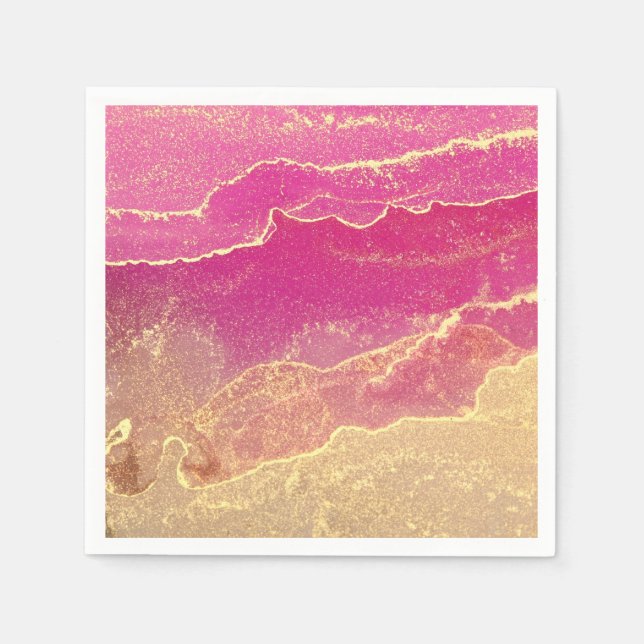 Rosa und Goldmarmor Elegant Serviette (Vorderseite)