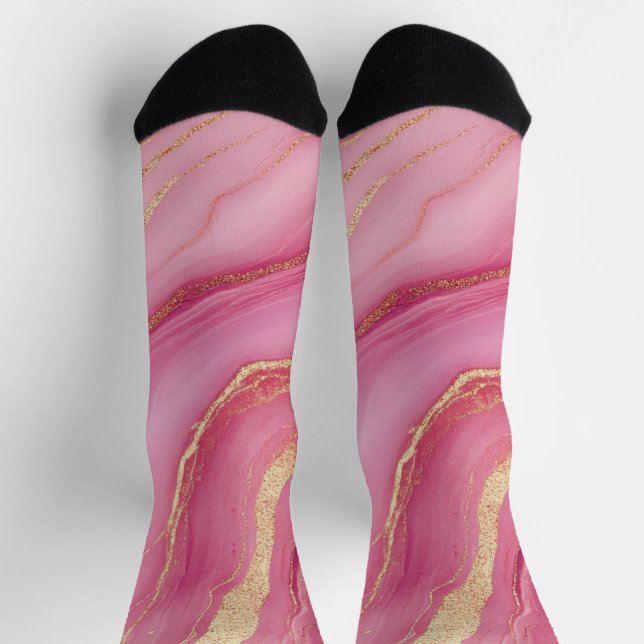 Rosa und Goldmarmor Elegant Socken (Oben)