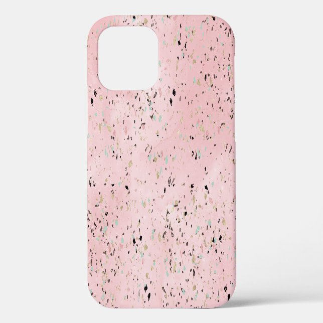 Rosa und Goldmarmor Terrazzo Case-Mate iPhone Hülle (Rückseite)