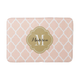 Rosa und goldmarokkanisches Quatrefolienmonogramm Badematte