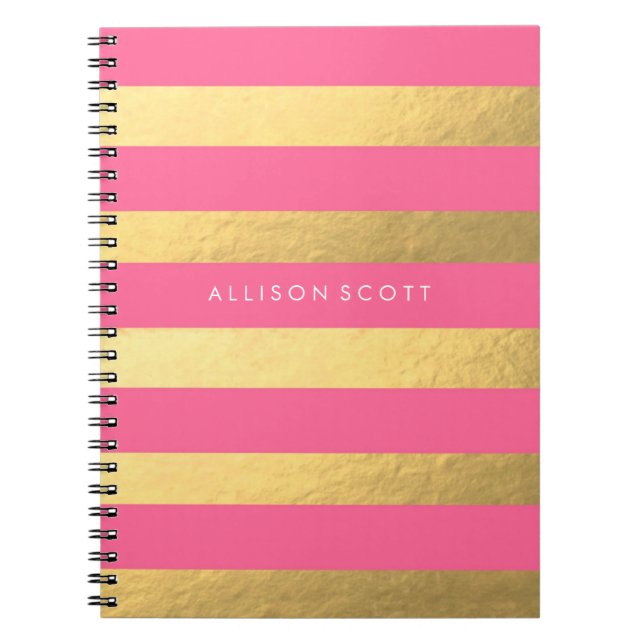 Rosa und Goldpersonalisiertes Notizbuch Notizblock (Vorderseite)