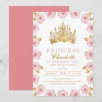 Rosa und Goldprinzessin Rose Geburtstag Einladung