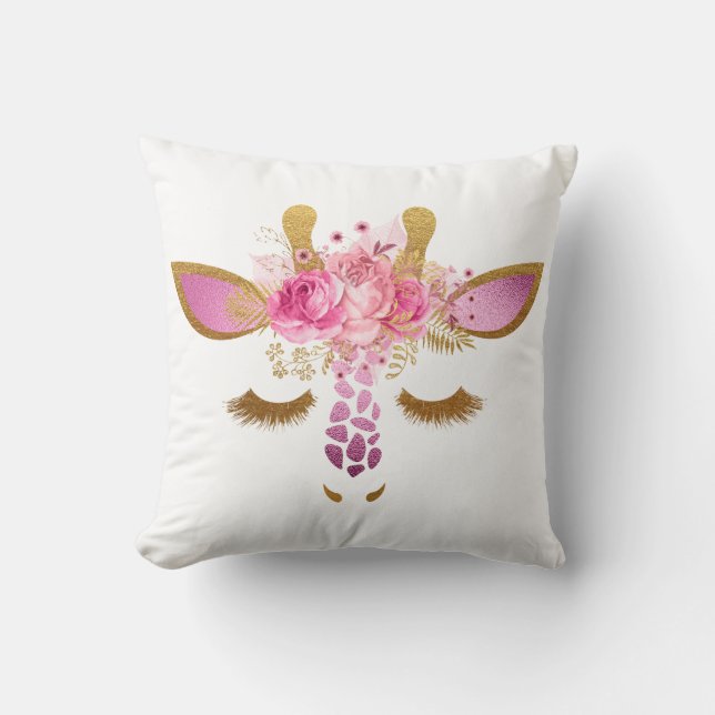 Rosa und Goldschlafengiraffen-Kissen Kissen (Vorderseite)