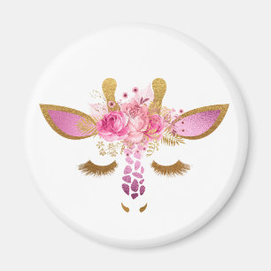Rosa und Goldschlafengiraffen-Magnet Magnet