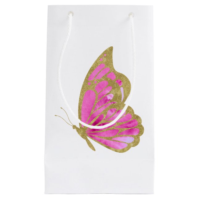 Rosa und Goldschmetterling Kleine Geschenktüte (Vorderseite)