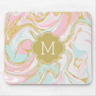 Rosa und GoldSuminagashi Tinten-Marmor Mousepad