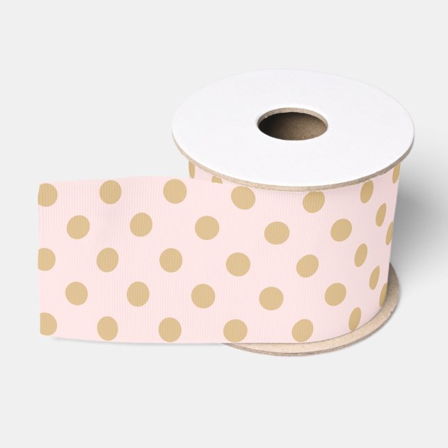 Rosa und GoldTupfen-Muster Ripsband (Spule)