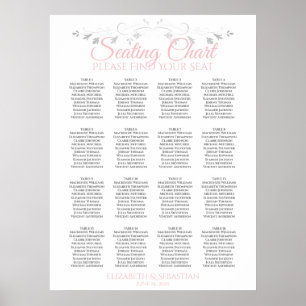 Rosa und Grau 16 Tabelle Hochzeitsdiagramm Poster