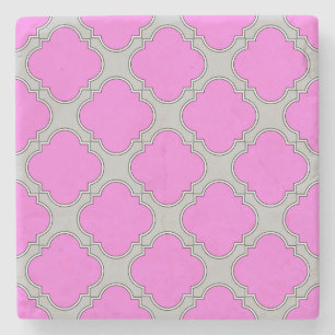 Rosa und grau aus Quatrefolie Steinuntersetzer