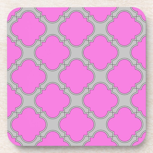 Rosa und grau aus Quatrefolie Untersetzer (Vorderseite)