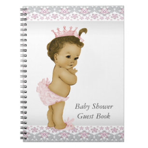 Rosa und Grau Baby Shower Gästebuch Notizblock