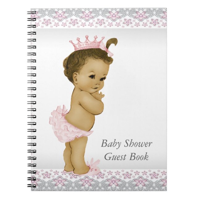 Rosa und Grau Baby Shower Gästebuch Notizblock (Vorderseite)