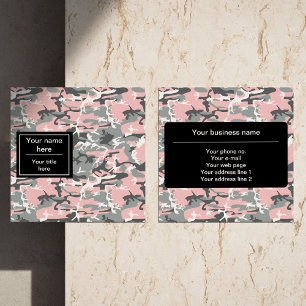 Rosa und Grau Camo, Tarnung, Militär, Armee Quadratische Visitenkarte