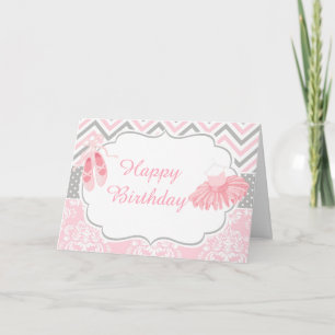 Rosa und Grau Chevron Ballerina  Karte