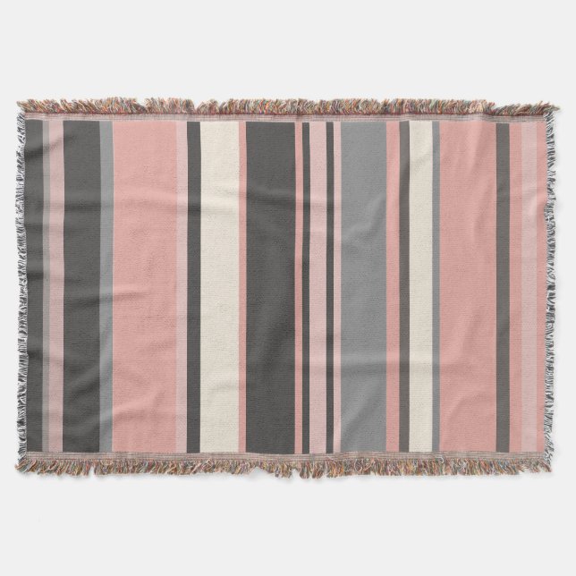 Rosa und Grau Moderne Streifen Mitte des Jahrhunde Decke (Vorderseite)