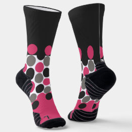 Rosa und Grau Polika Punkt    Socken