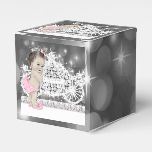 Rosa und Grau Princess Baby Dusche Geschenkschachtel